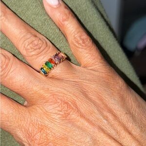 Gold Rainbow Sapphire-Style Multi-Stone Band Ring